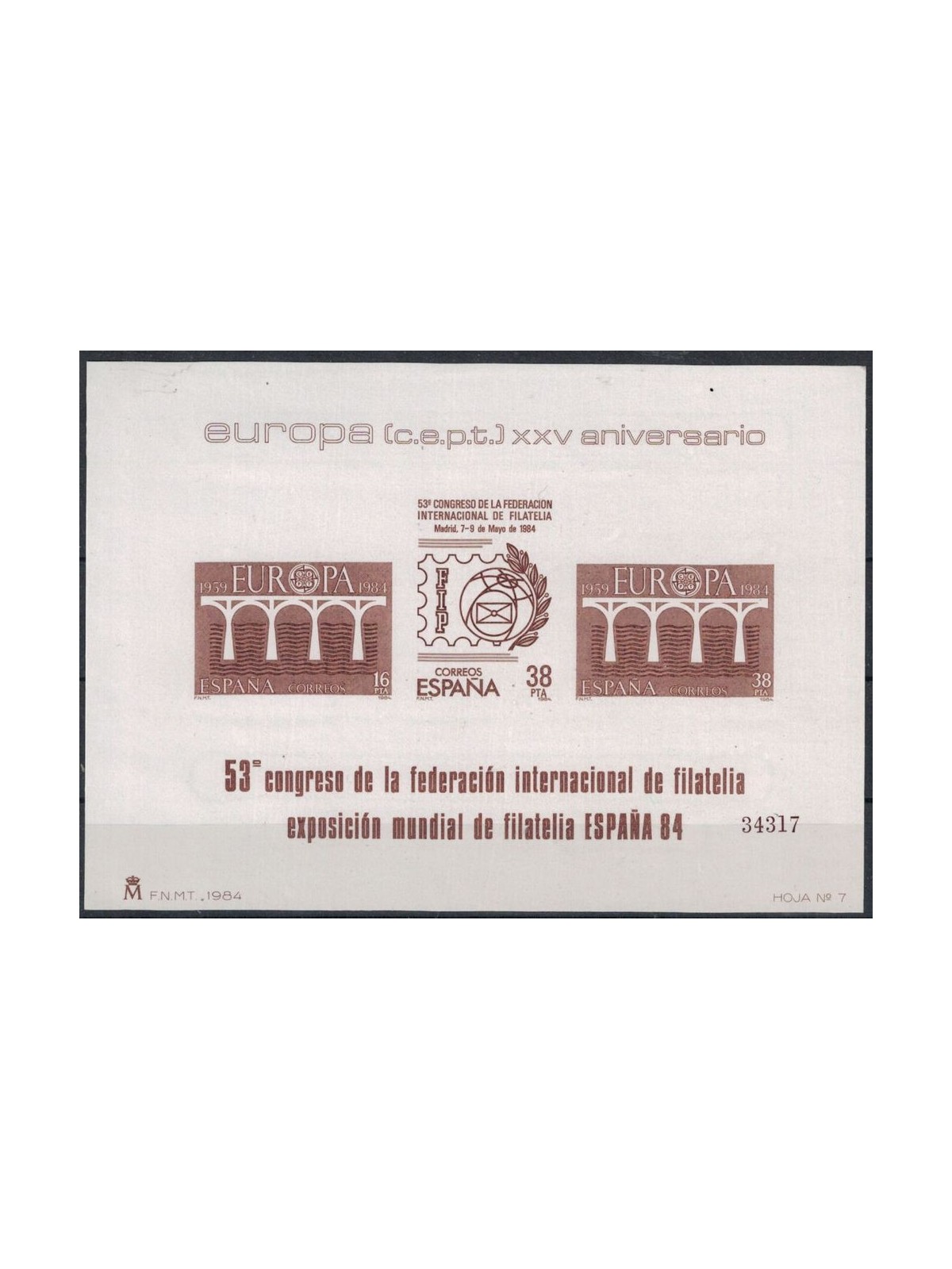SPAIN 1984 Europe - Official trial sheet MNH**