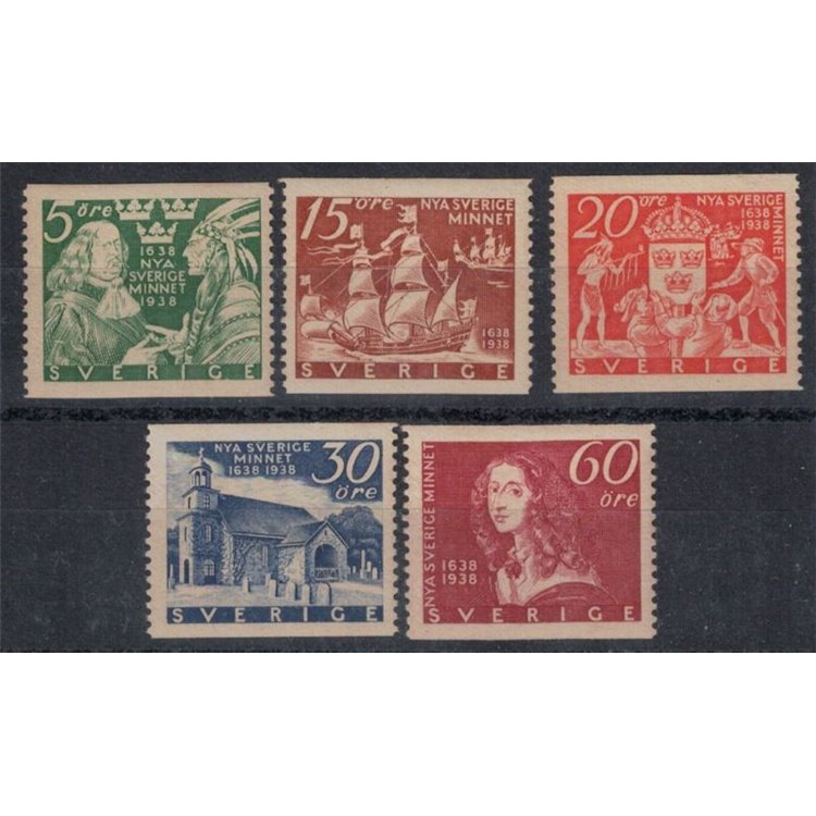 SWEDEN 1938 New Sweden Colony 5v MNH**