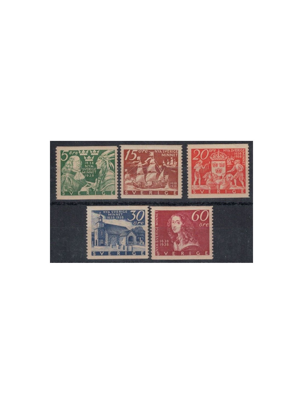 SWEDEN 1938 New Sweden Colony 5v MNH**