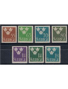 SWEDEN 1948 Three Crowns 7v MNH**