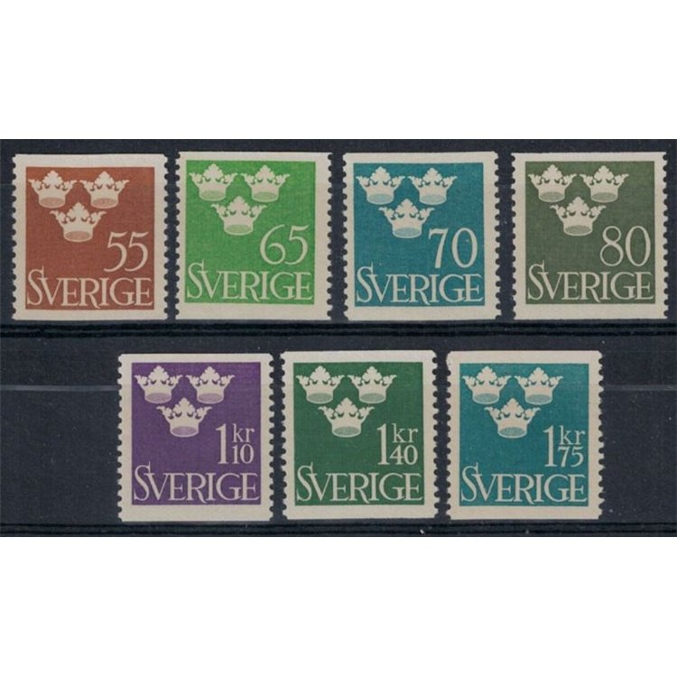 SWEDEN 1948 Three Crowns 7v MNH**