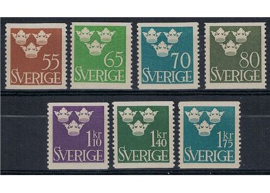 SVEZIA 1948 Tre Corone 7v MNH**