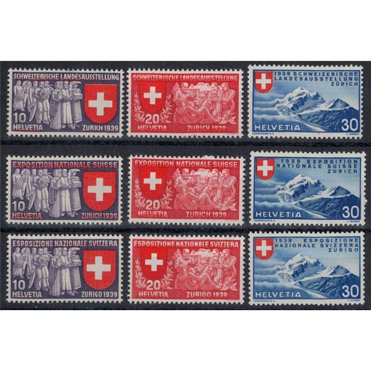 SWITZERLAND 1939 National Exhibition 9v MNH**