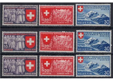 SWITZERLAND 1939 National Exhibition 9v MNH**