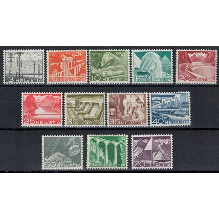 SVIZZERA 1949 Tecnica e paesaggi 12v MNH**