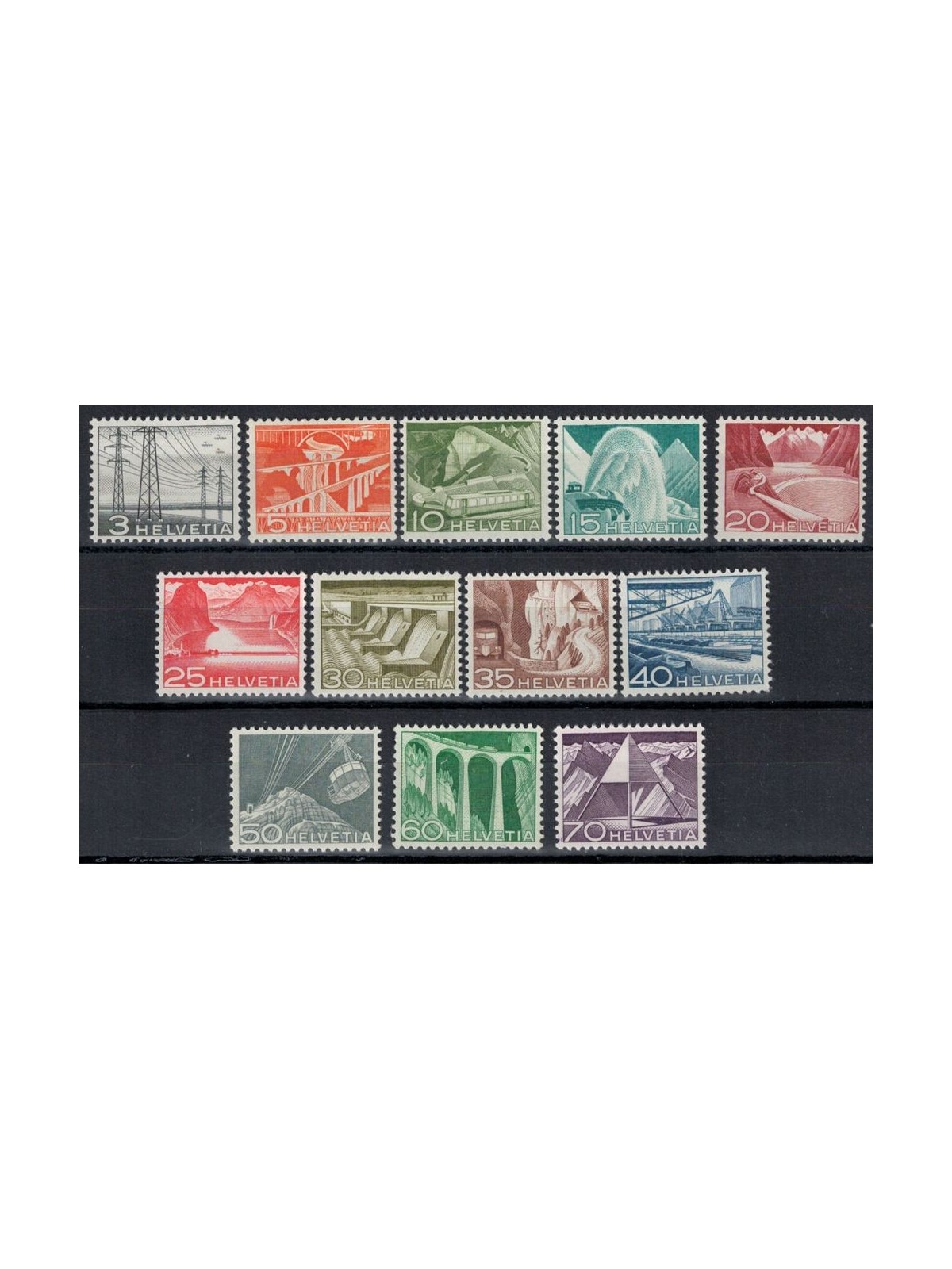 SVIZZERA 1949 Tecnica e paesaggi 12v MNH**