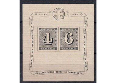 SWITZERLAND 1943 Centenary of Swiss stamps s/s MNH** (9)