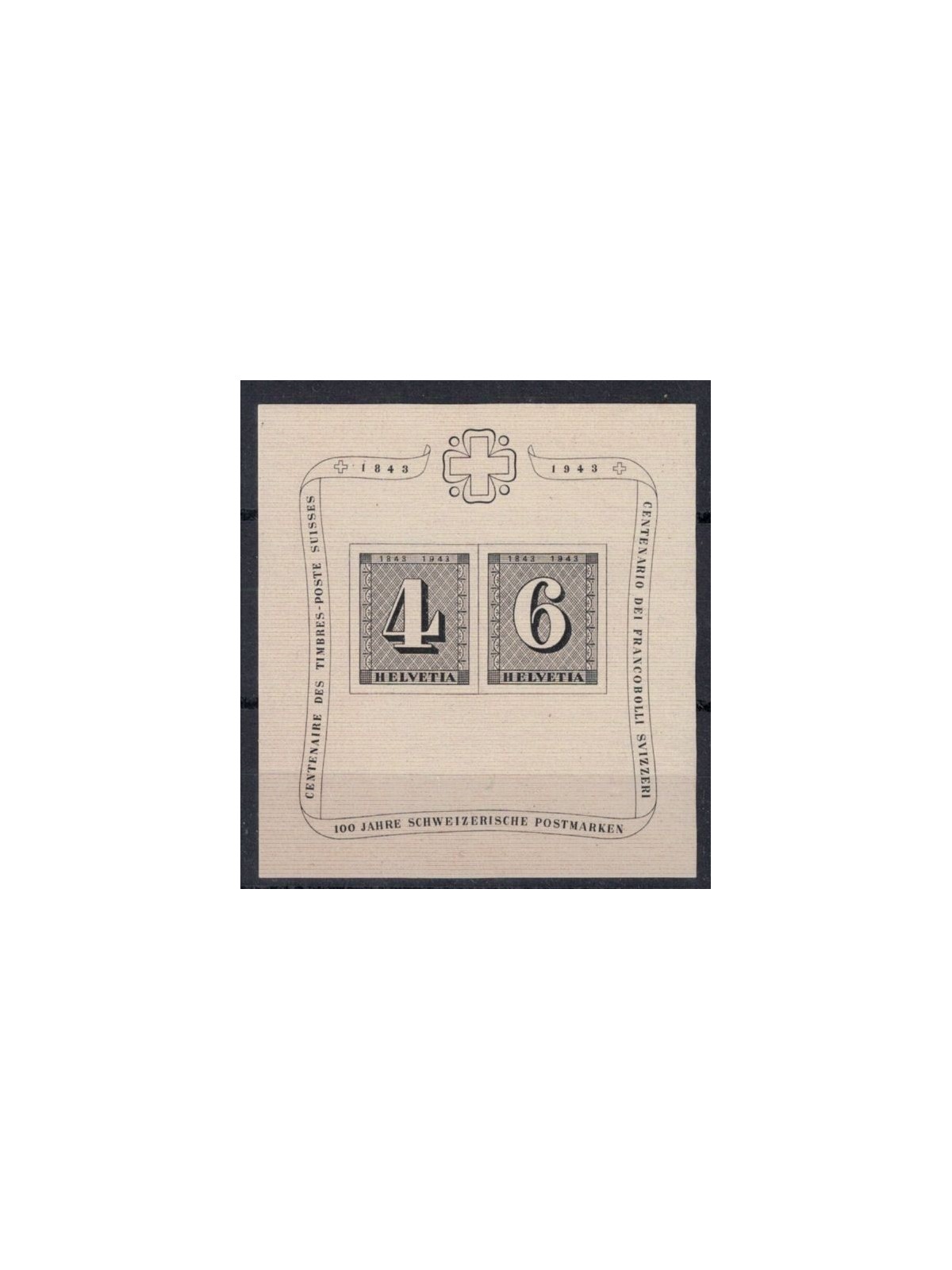 SVIZZERA 1943 Centenario francobolli svizzeri BF MNH** (9)