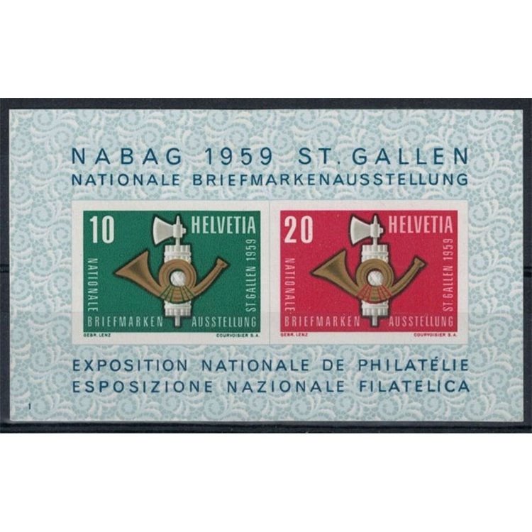 SVIZZERA 1959 Esposizione filatelica di S. Gallo 1 BF MNH**