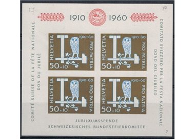SWITZERLAND 1960 Pro Patria 50th Anniversary 1 s/s MNH**