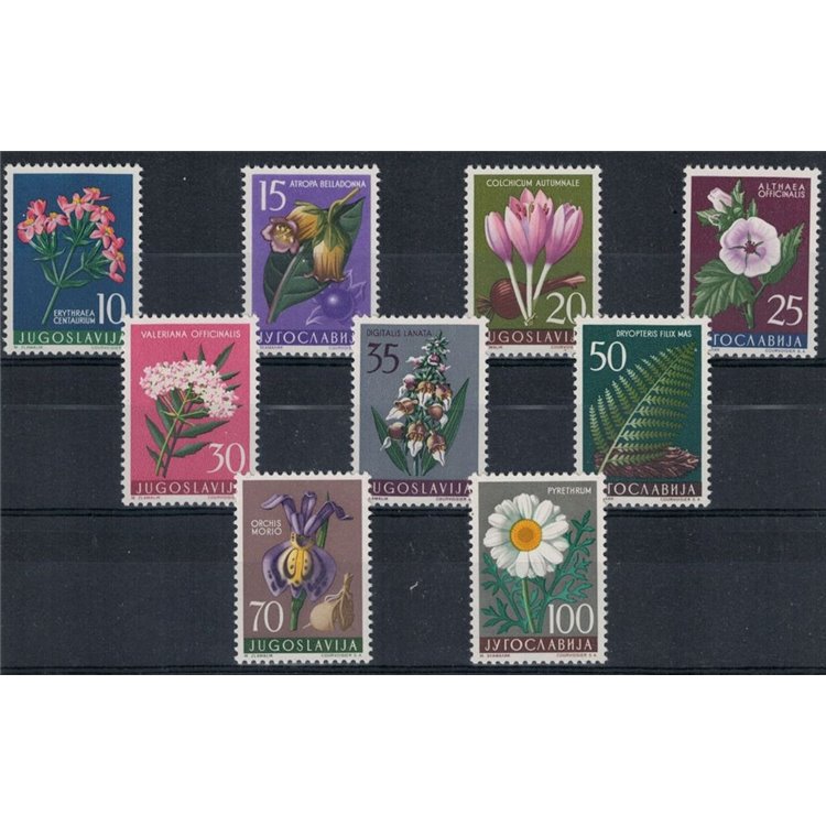 JUGOSLAVIA 1957 Flora, piante medicinali 9v MNH**