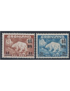 GROENLANDIA 1956 Orso polare soprastampati 2v MH*