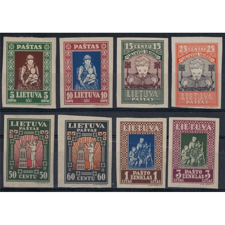 LITUANIA 1933 Pro opere per la gioventù (non dentellati) 8v MNH**