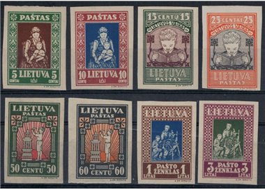 LITHUANIA 1933 For youth projects (imperforated) 8v MNH**