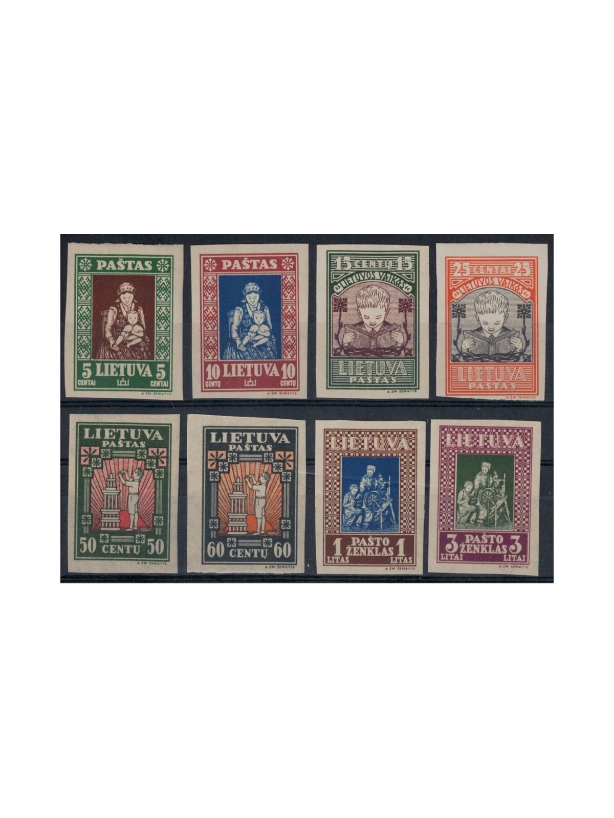 LITUANIA 1933 Pro opere per la gioventù (non dentellati) 8v MNH**