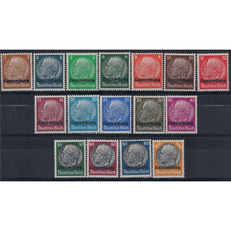 LUSSEMBURGO 1940 OCC. TEDESCA F.lli di Germania soprastampati 16v MNH**