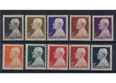 MONACO 1948-49 Effigy of Louis II 10v MNH**