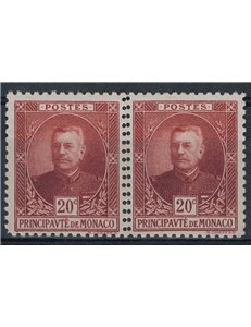 MONACO 1923 Variety - Effigy of Louis II with double perforation 2v MNH**