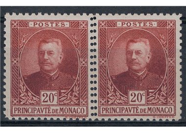 MONACO 1923 Variety - Effigy of Louis II with double perforation 2v MNH**