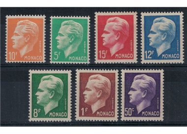 MONACO 1950-51 Effigy of Rainier III 7v MNH**