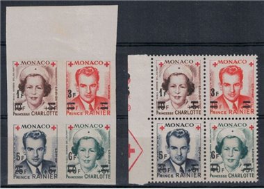 MONACO 1951 Croce Rossa soprastampati 8v MNH**