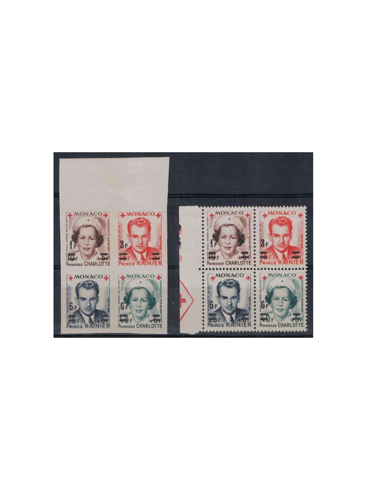 MONACO 1951 Croce Rossa soprastampati 8v MNH**