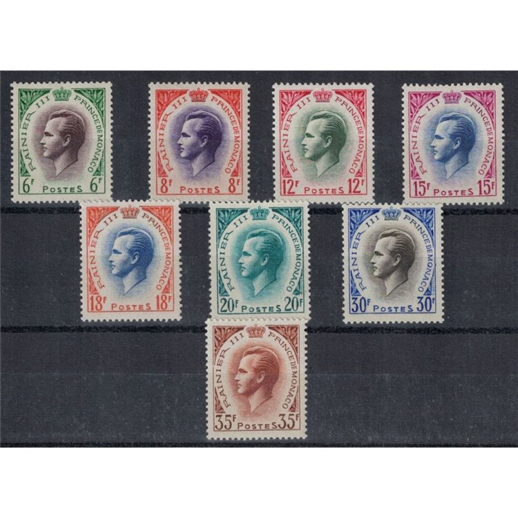 MONACO 1955 Effigie di Ranieri III 8v MNH**