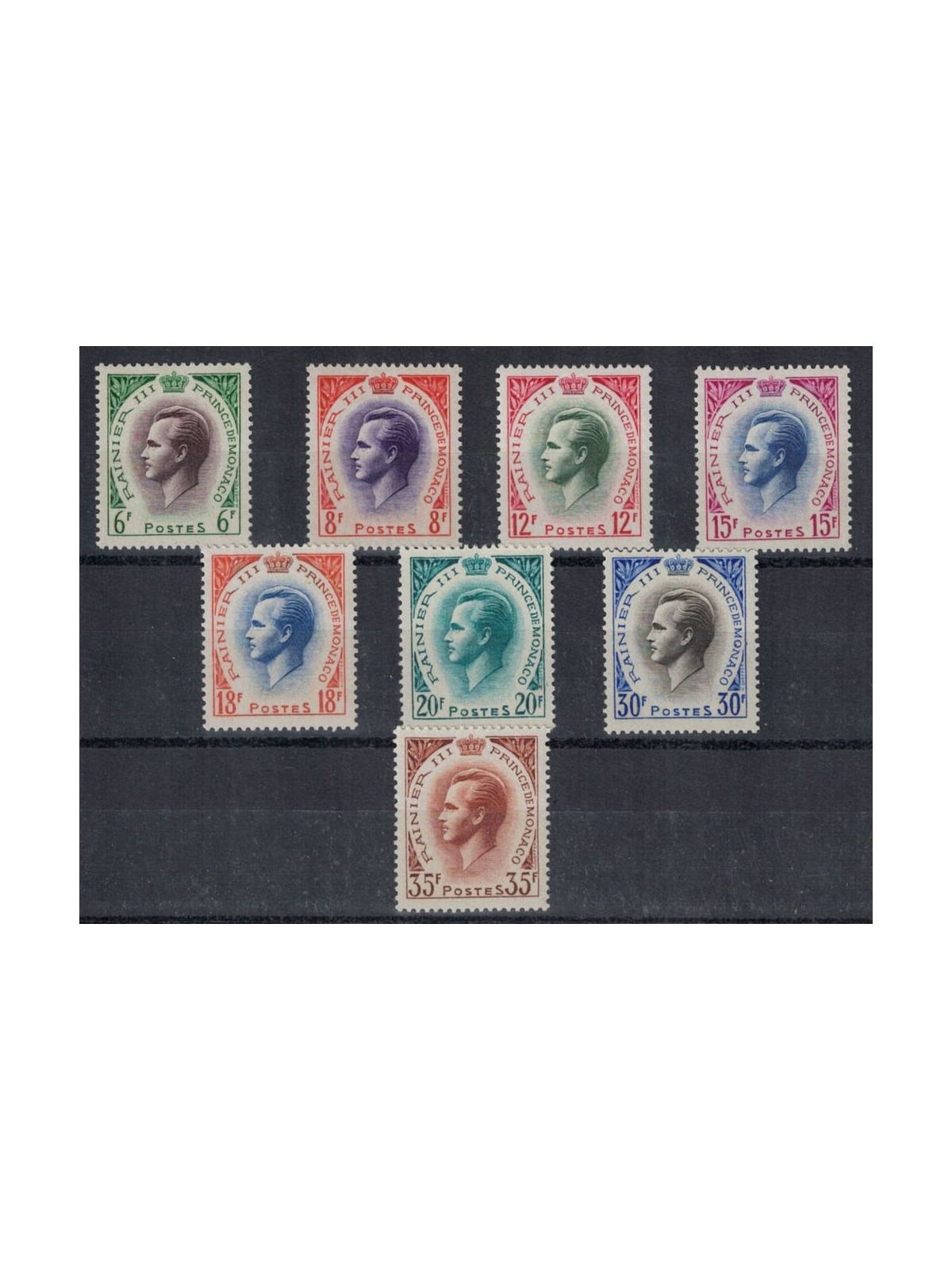 MONACO 1955 Effigy of Rainier III 8v MNH**