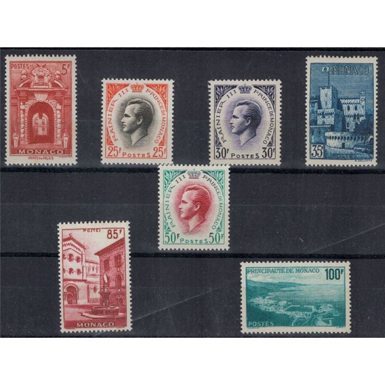 MONACO 1959 Views and effigy of Rainier III 7v MNH**