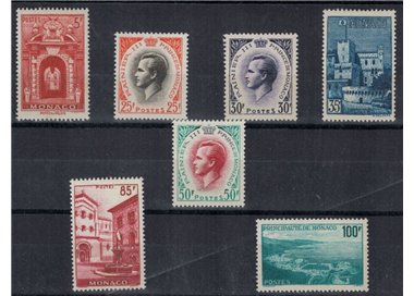 MONACO 1959 Views and effigy of Rainier III 7v MNH**