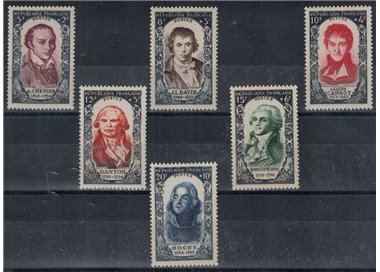 FRANCE 1950 18th-century celebrities 6v MNH**