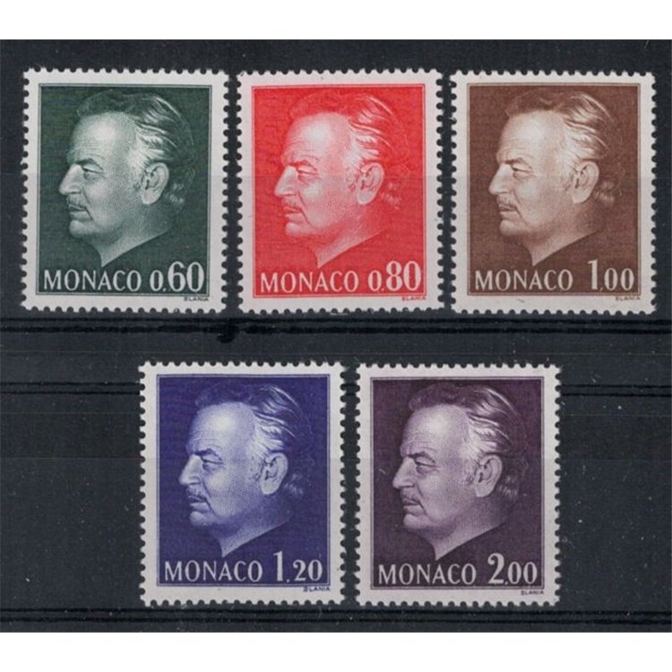 MONACO 1974 Effigy of Rainier III 5v MNH**
