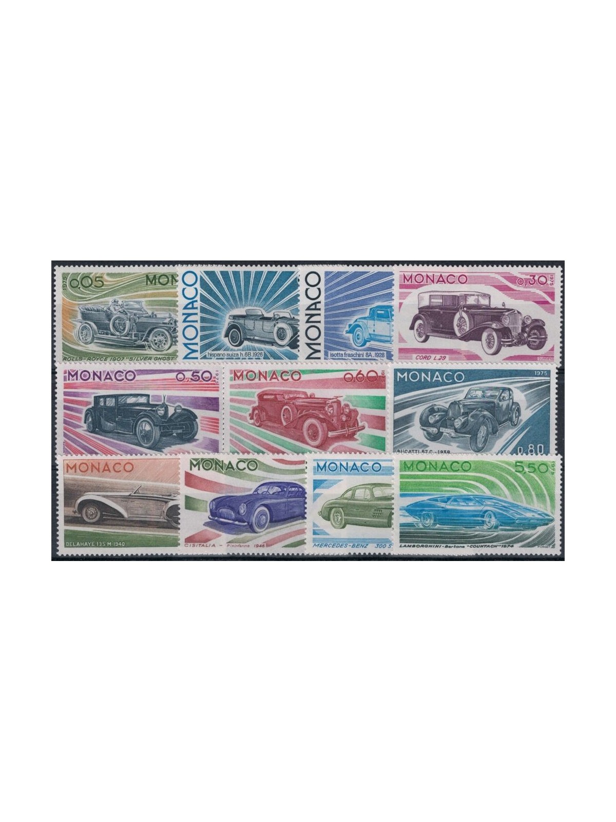 MONACO 1975 Evolution of the automobile 11v MNH**