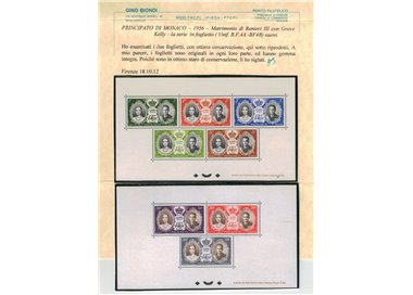 MONACO 1956 Matrimonio Ranieri III e Grace Kelly 2 BF MNH** ©