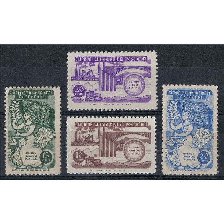 TURKEY 1954 Council of Europe 4v MNH**