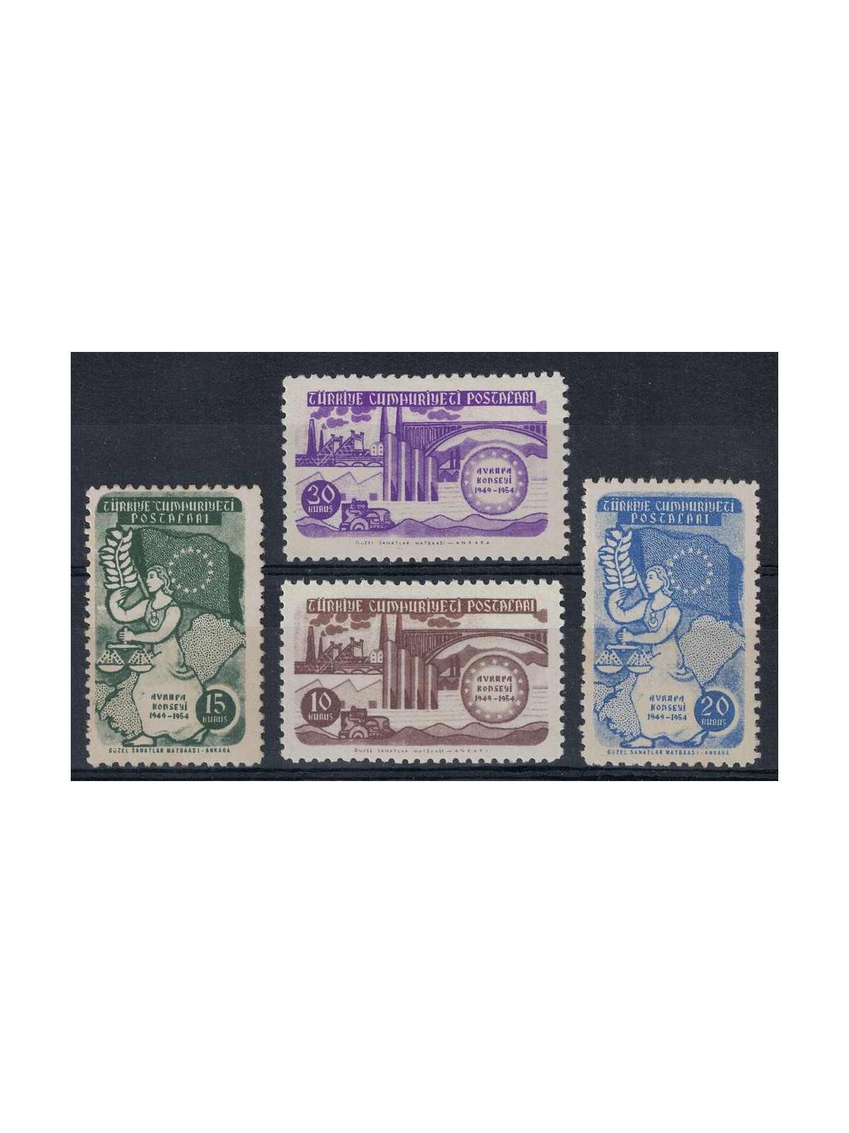TURCHIA 1954 Consiglio d'Europa 4v MNH**