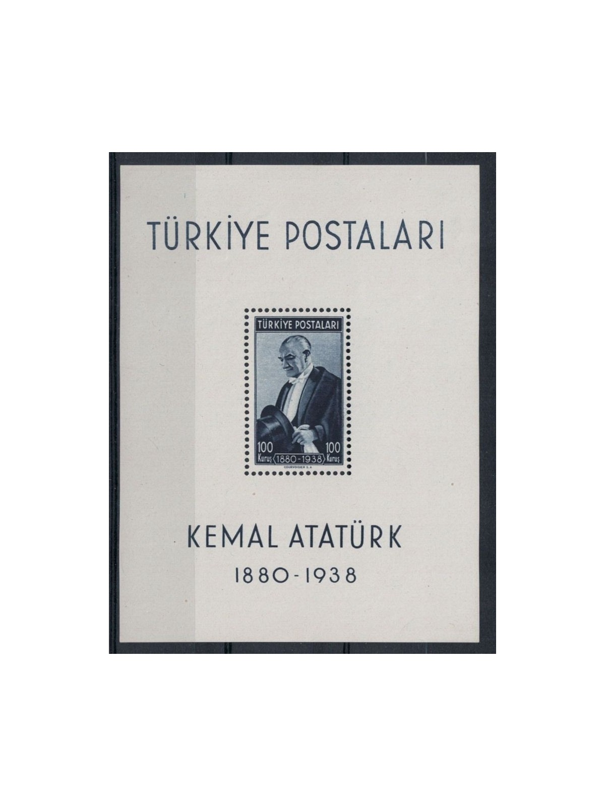 TURCHIA 1939 Anniversario del Presidente Ataturk 1 BF MNH**