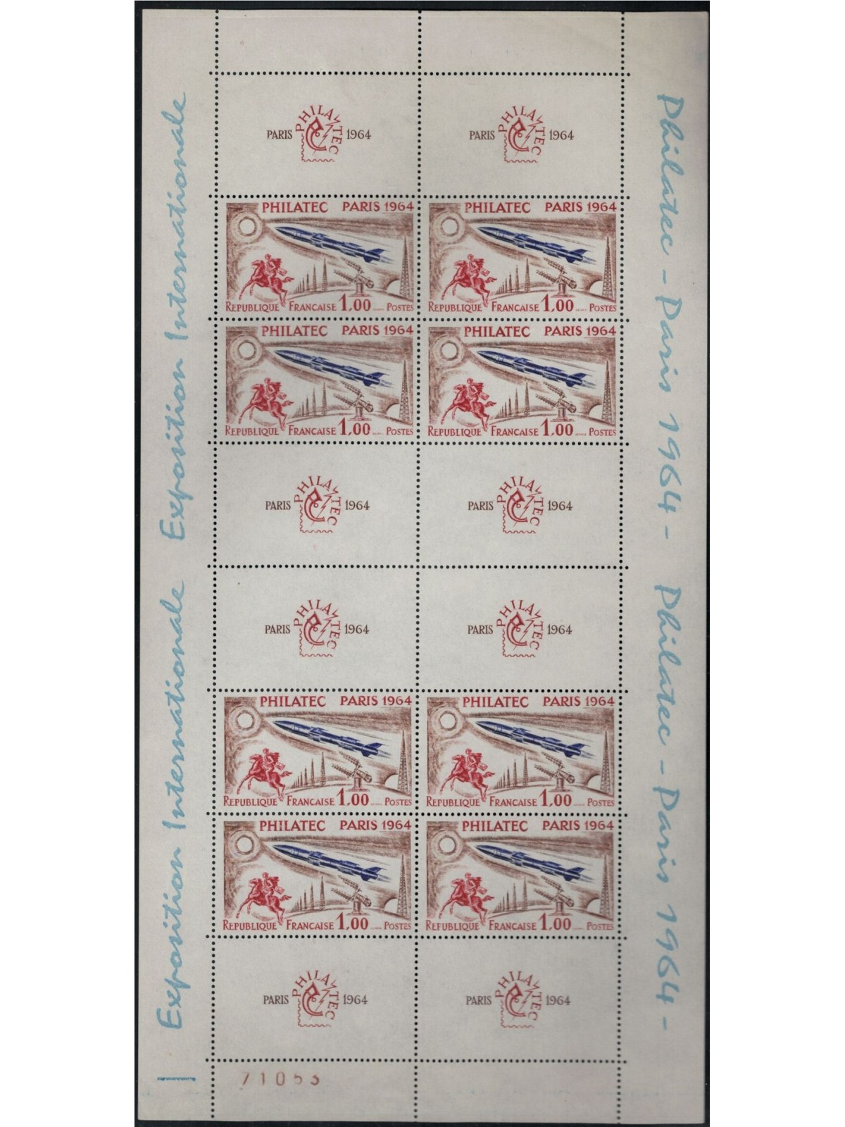 FRANCIA 1964 Esposizione Internazionale Philatec BF MNH**