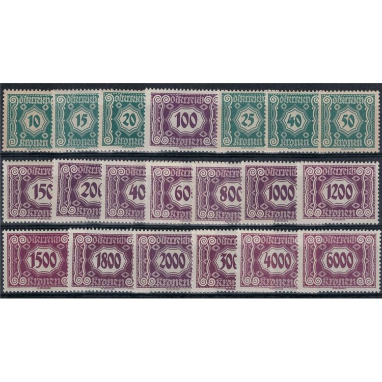 AUSTRIA 1922-24 Cifra con allegorie, segnatasse 20v MH*