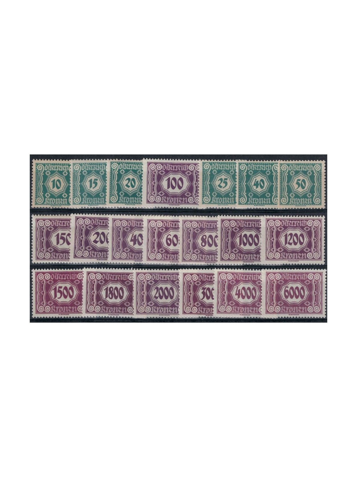 AUSTRIA 1922-24 Cifra con allegorie, segnatasse 20v MH*