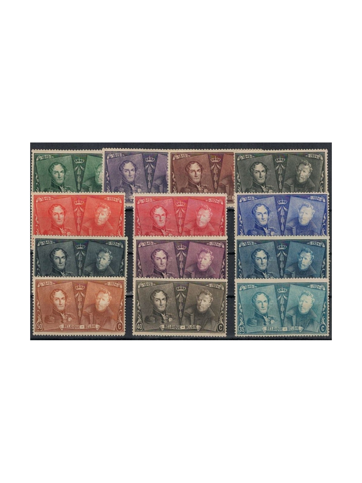 BELGIUM 1925 Anniversary of Belgium's first stamps 13v MH*