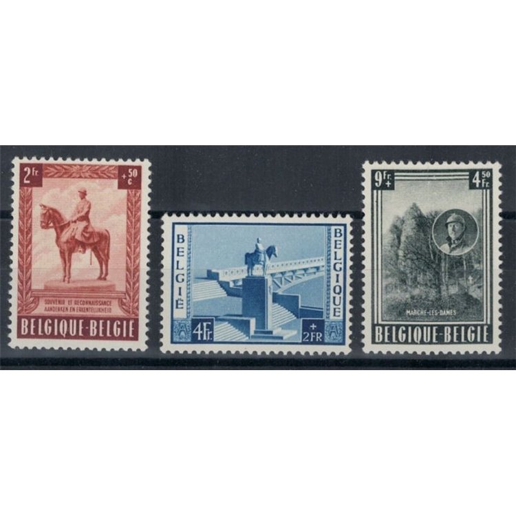 BELGIUM 1954 Monument to King Albert I in Namur 3v MNH**