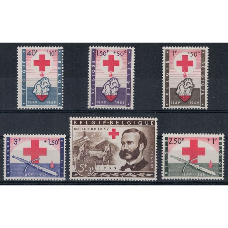 BELGIUM 1959 Centenary of the Red Cross 6v MNH**