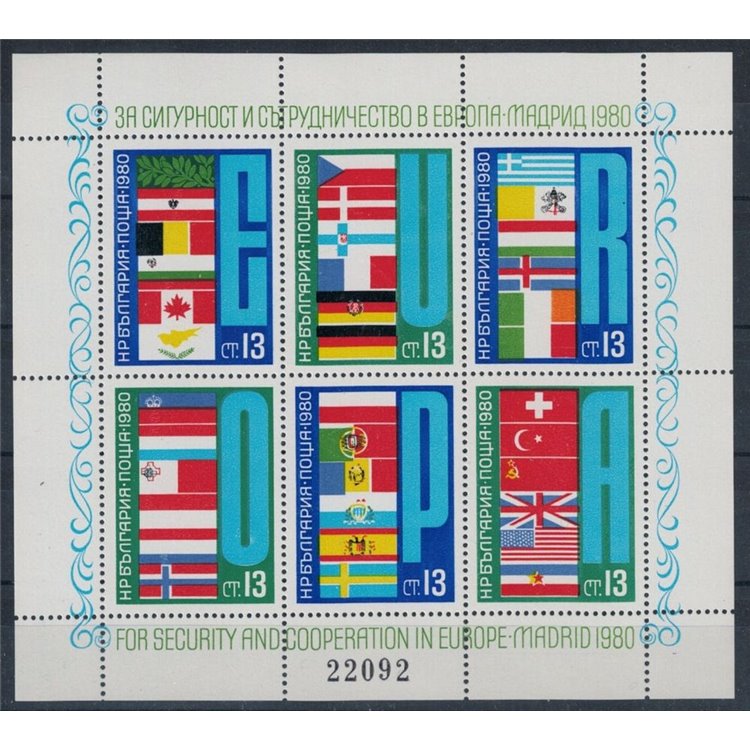 BULGARIA 1980 Conferenza sulla sicurezza in Europa BF MNH**
