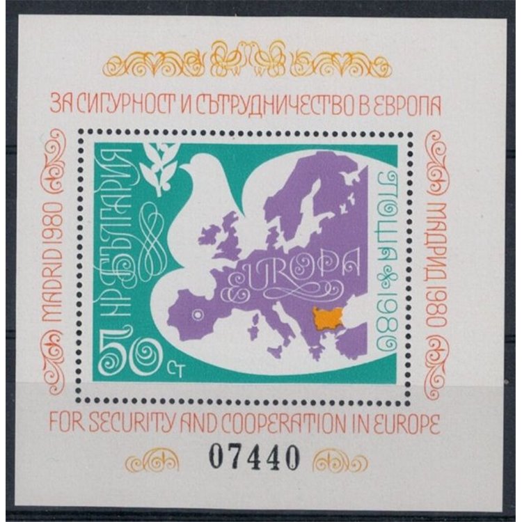 BULGARIA 1980 Conferenza sulla sicurezza in Europa BF MNH**