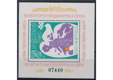 BULGARIA 1980 Conferenza sulla sicurezza in Europa BF MNH**