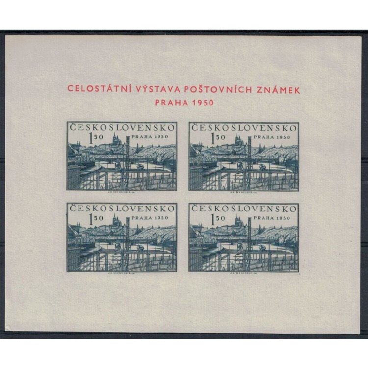 CECOSLOVACCHIA 1950 Esposizione filatelica di Praga BF MNH**