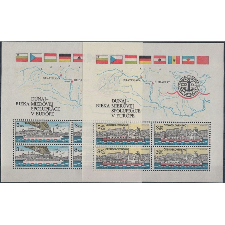 CZECHOSLOVAKIA 1982 Danube Commission 2 s/s MNH**