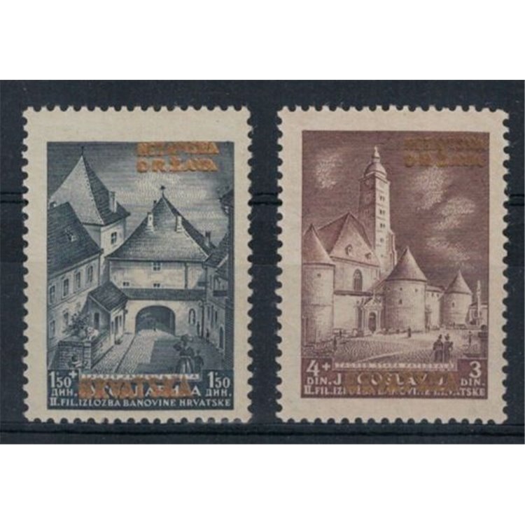 CROAZIA 1941 Expo di Zagabria soprastampati in oro 2v MNH**