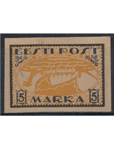 ESTONIA 1919 Variety, 5m black and orange yellow MH* © and Apex